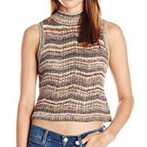 Kensie XS Rainbow Knit High Neck Sleeveless Sweater Top